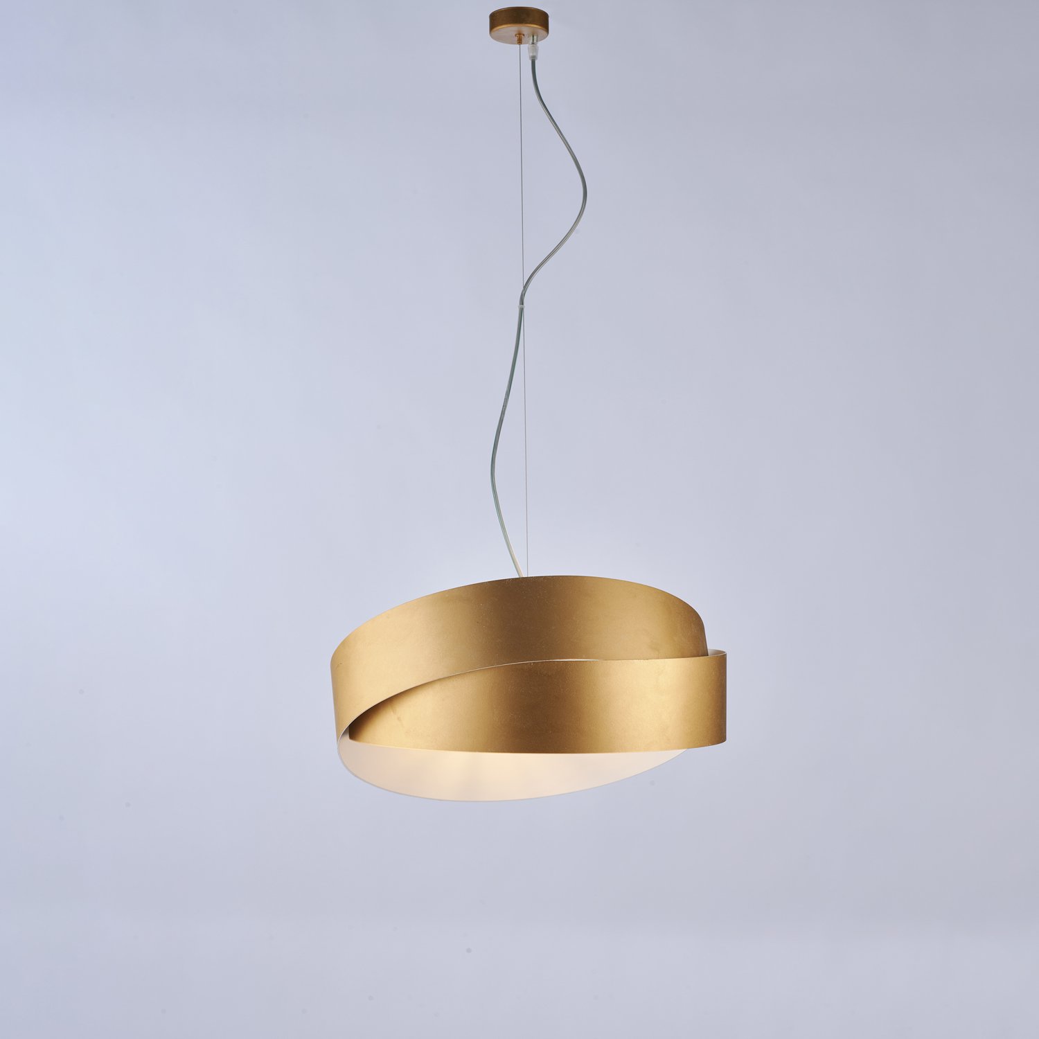 Suspensión Moderna Astro 2 Luces Hierro lacado oro con Blanco