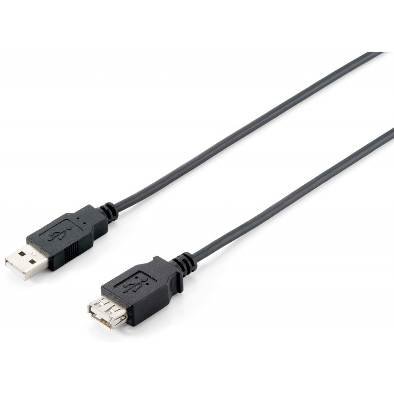 Equip - 128852 Cable de extensión USB 2.0 tipo A macho a hembra, 5,0 m , negro 128852
