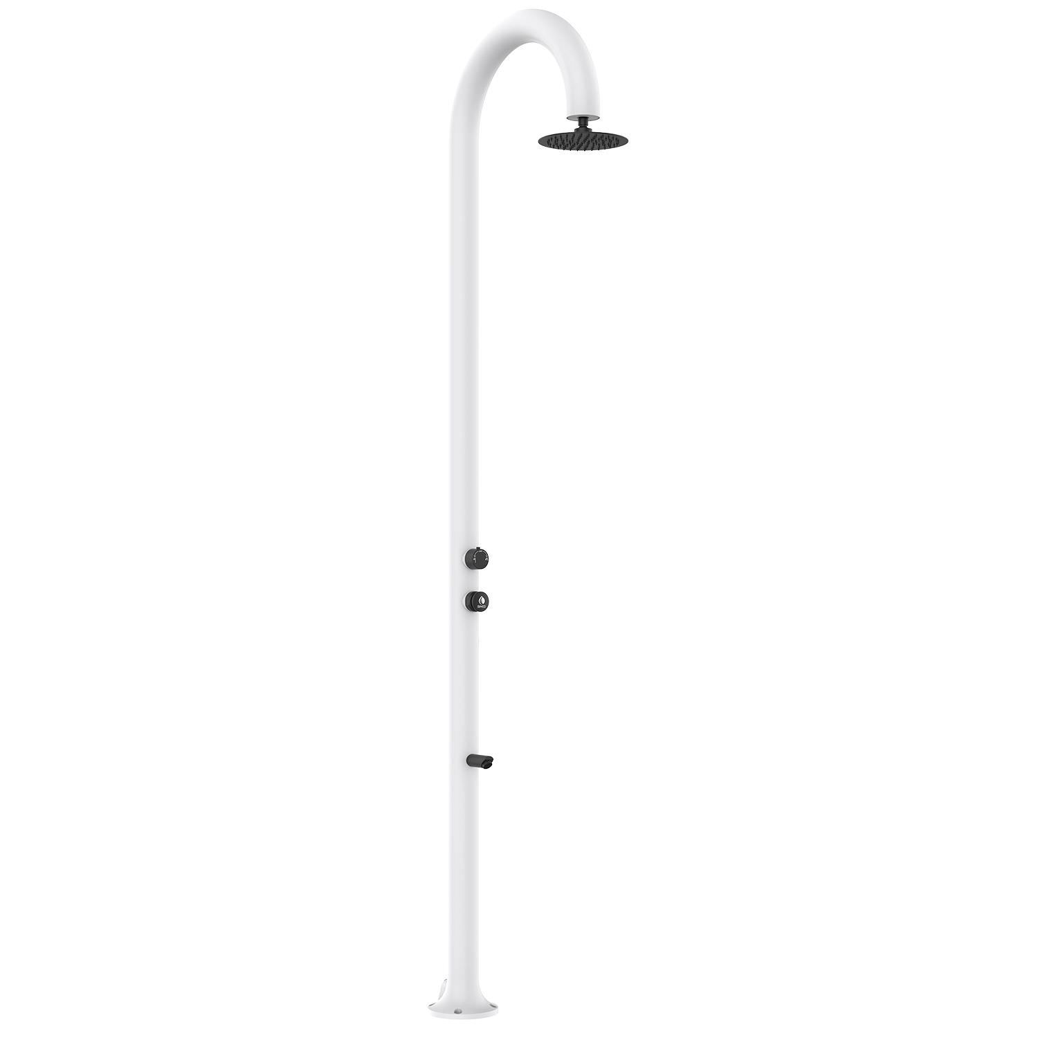 Sined Luna Timer p Blanco Ducha De Aluminio Doble Conexión Agua Fría Lateral o Inferior En Un Tubo Interno Ducha Temporizada De Agua Fría Con Rociador De Pie y Mezclador Blanco