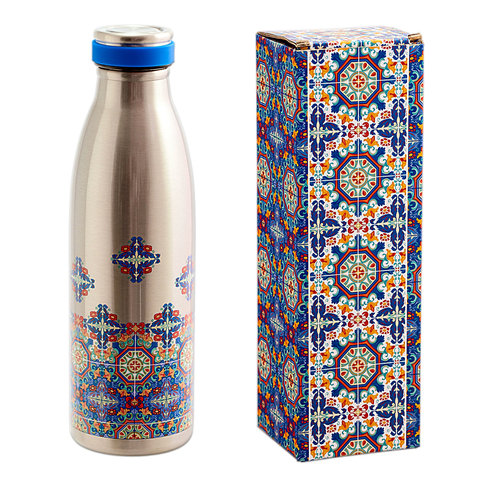 JAVIER Azulejos - Botella Térmica Reutilizable de 0.5L en Acero Inoxidable. Azul