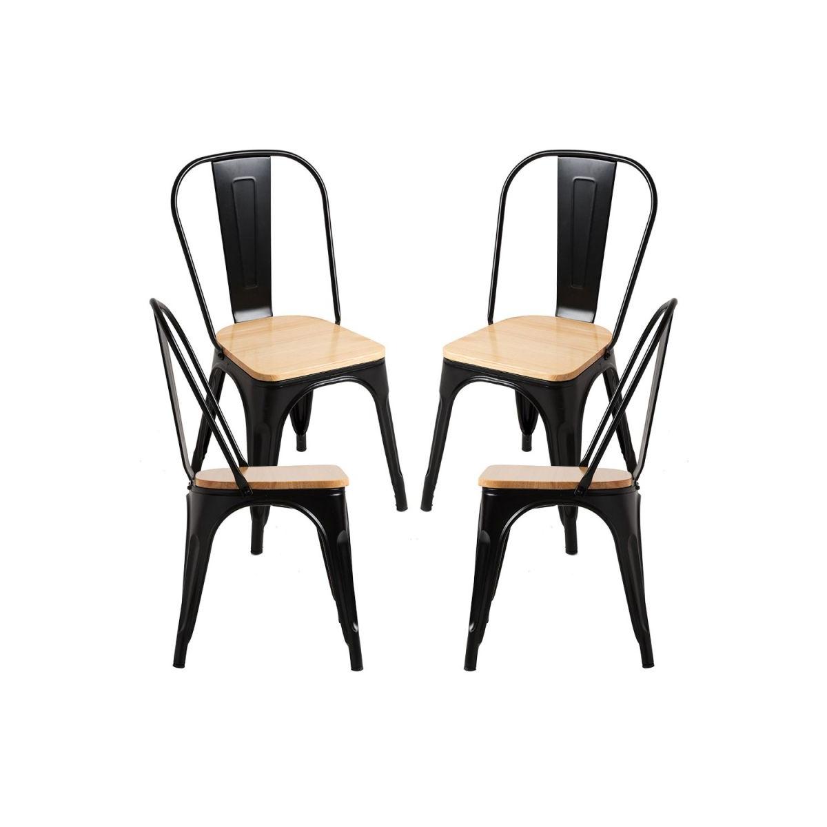 Regalos Miguel - Packs Sillas Comedor - Pack 4 Sillas Torix Madera Natural - Negro mate