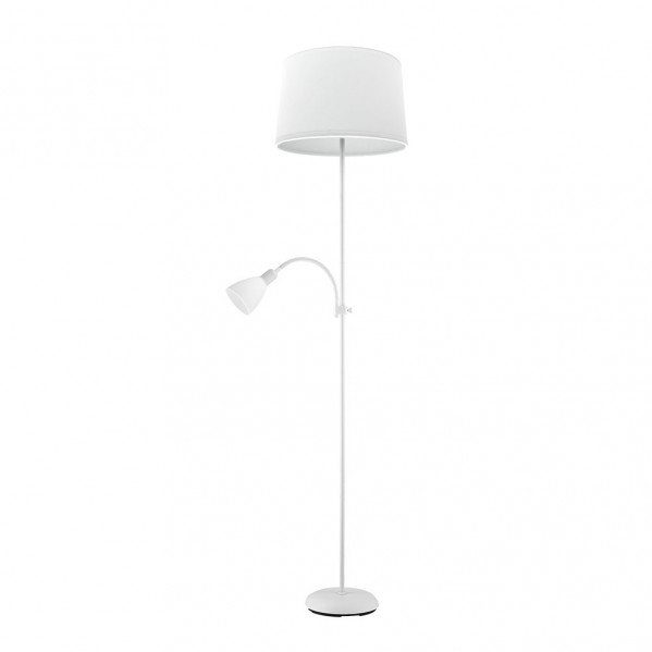 Pie De Salon Rilon 1xe27+1xe14 C/lector Blanco Pantalla Blanca 175,5x40x40 Cm marca FABRILAMP