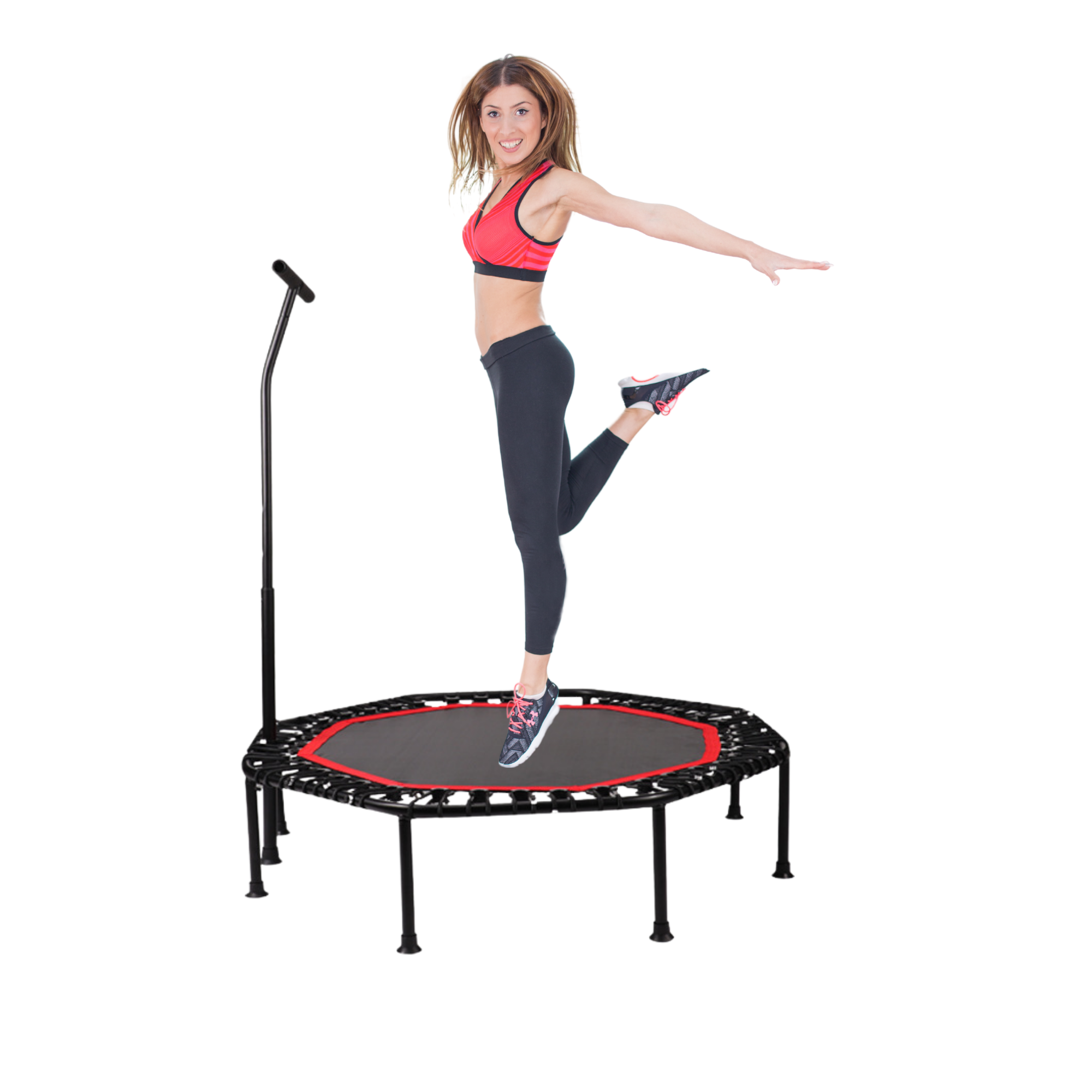 MAGIC SELECT Cama Elástica Plegable. Trampolín Fitness para Saltar de Ø90cm. Trampolín Elástico Octogonal Silencioso para Adultos, Niños, Interior, Exterior con Apoyabrazos de Espuma Ajustable.