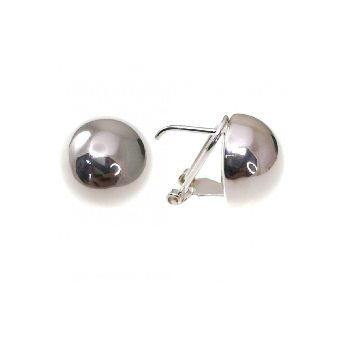 Pendientes plata Ley 925m mujer 22 mm. media bola lisa omega