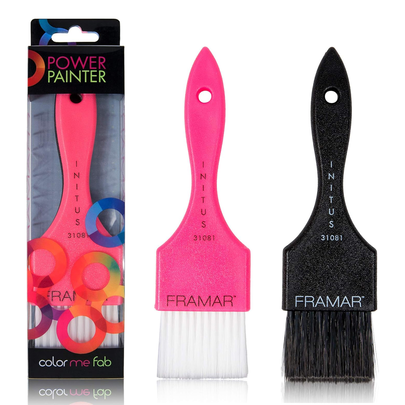 Framar Brochas para Tinte Power Painter | Pack de 2 Unidades | Color Negro y Rosa