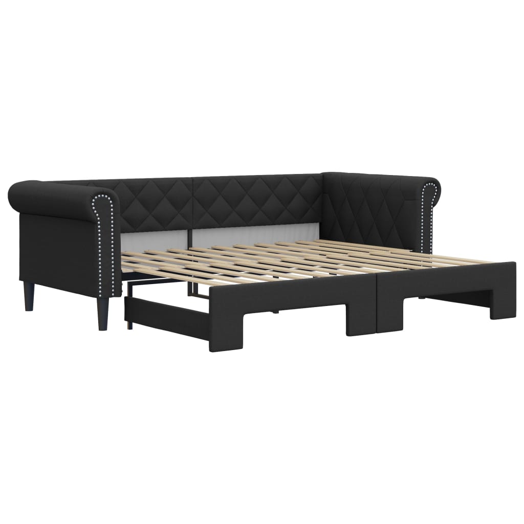 vidaXL Sofá con cama nido cuero sintético negro 90x200 cm