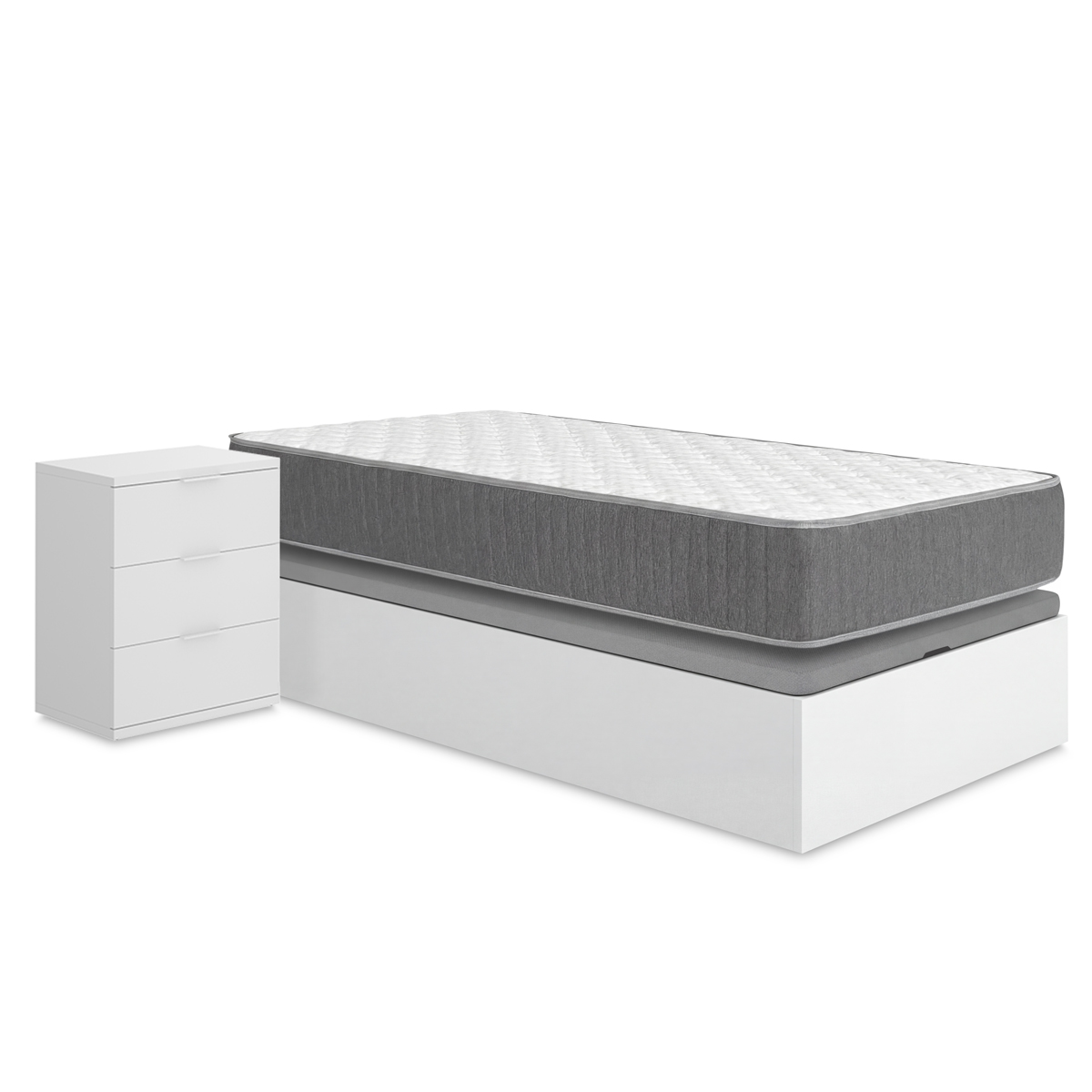 Pack ahorro juvenil Canapé Nest con Colchón Aurea 90 x 190 cm y Mesita de noche Rio| Montaje Incluido (Solo canapé)