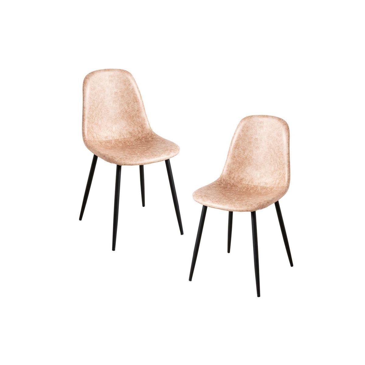 Regalos Miguel - Packs Sillas Comedor - Pack 2 Sillas Black Teok Polipiel - Beige Vintage