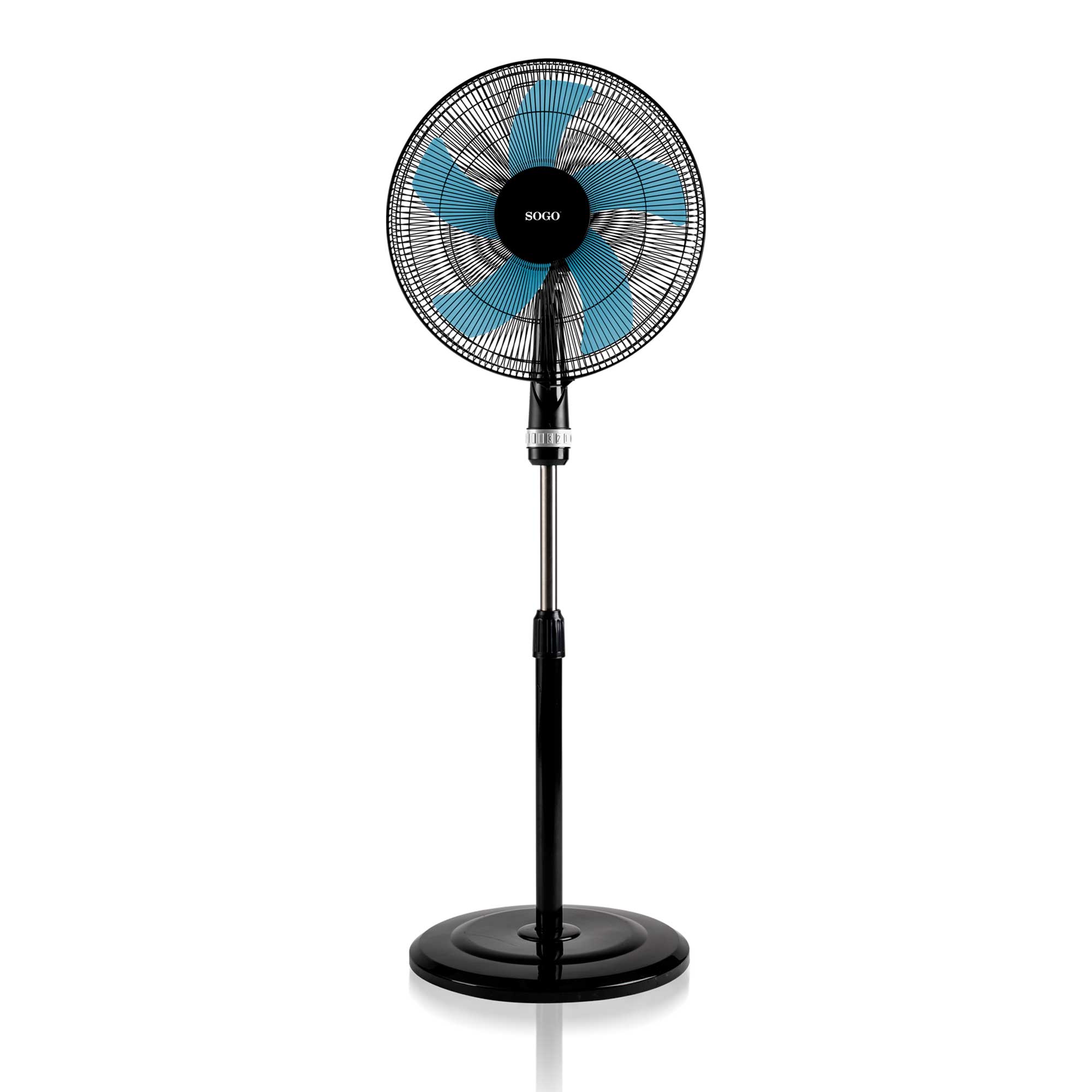 Ventilador de pie Sogo oscilante/ sobremesa/pared /3 EN1- 3 VELOCIDADES - 5 ASPAS - BASE REDONDA - 16” 40CM - 50W