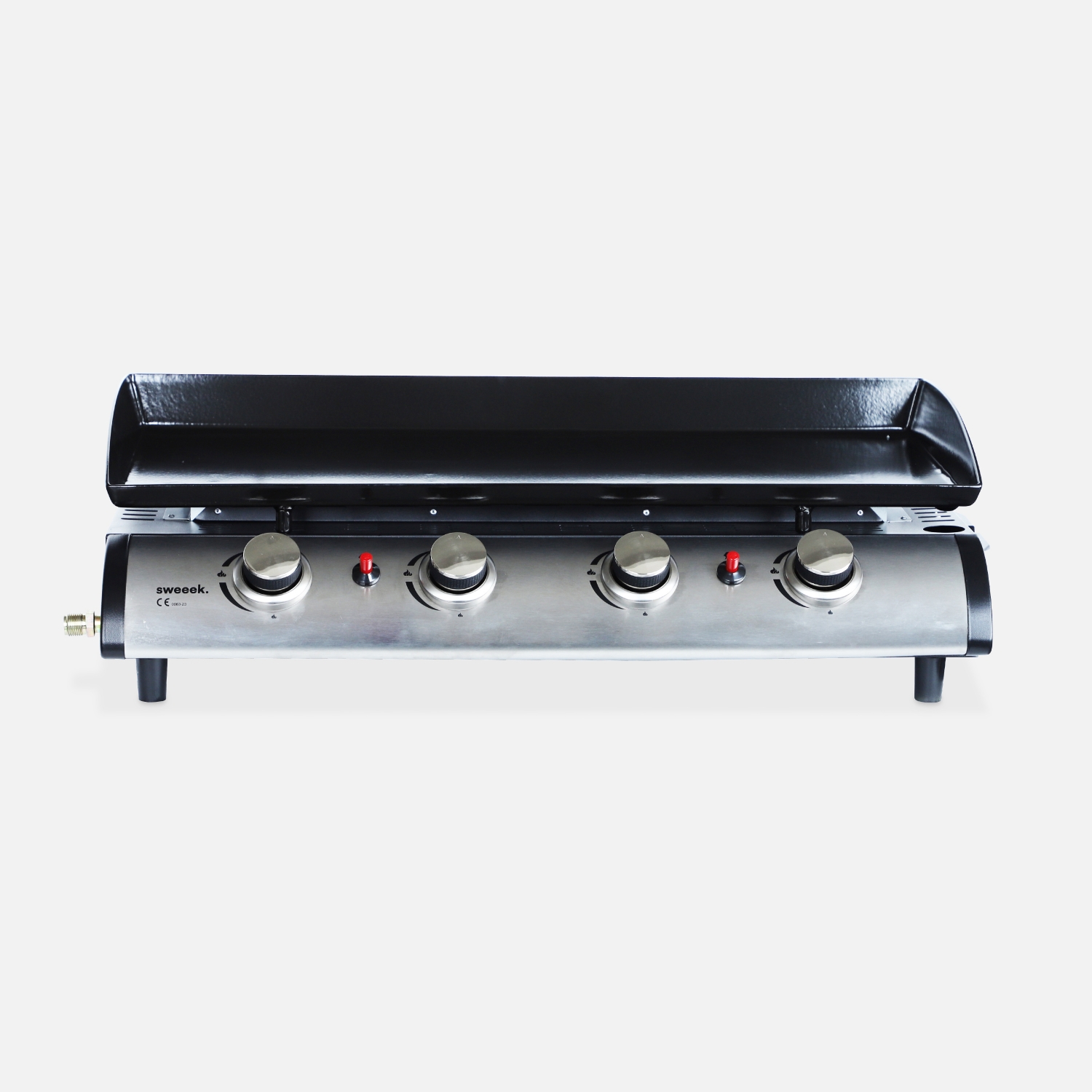 sweeek - Plancha de gas con 4 quemadores de acero inoxidable,10kW , Porthos 4 , 120x60x90