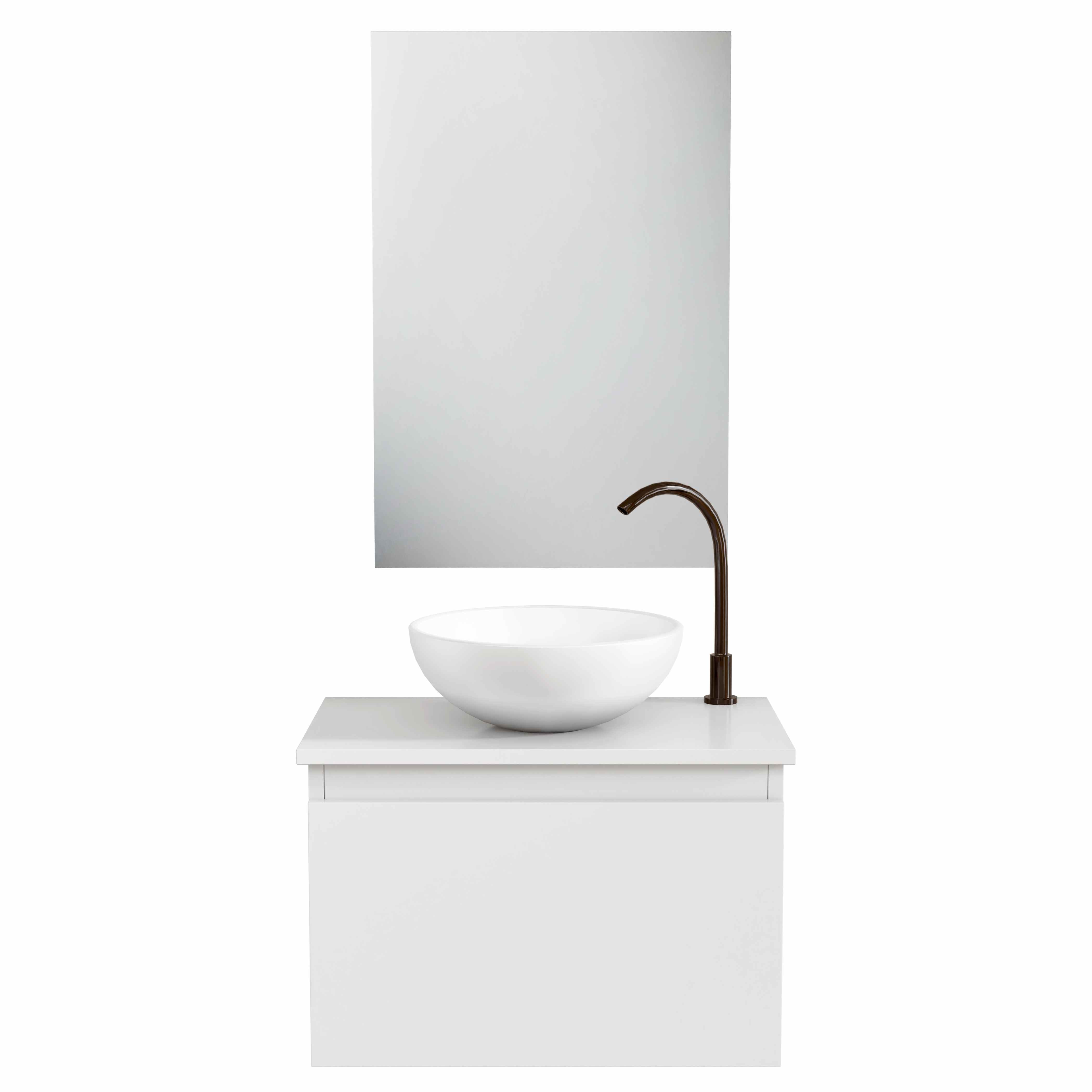 BELLOBATH - Mueble de baño suspendido con lavabo de cerámica y espejo, Mueble con puerta abatible, 50 x 32 x 30 cm