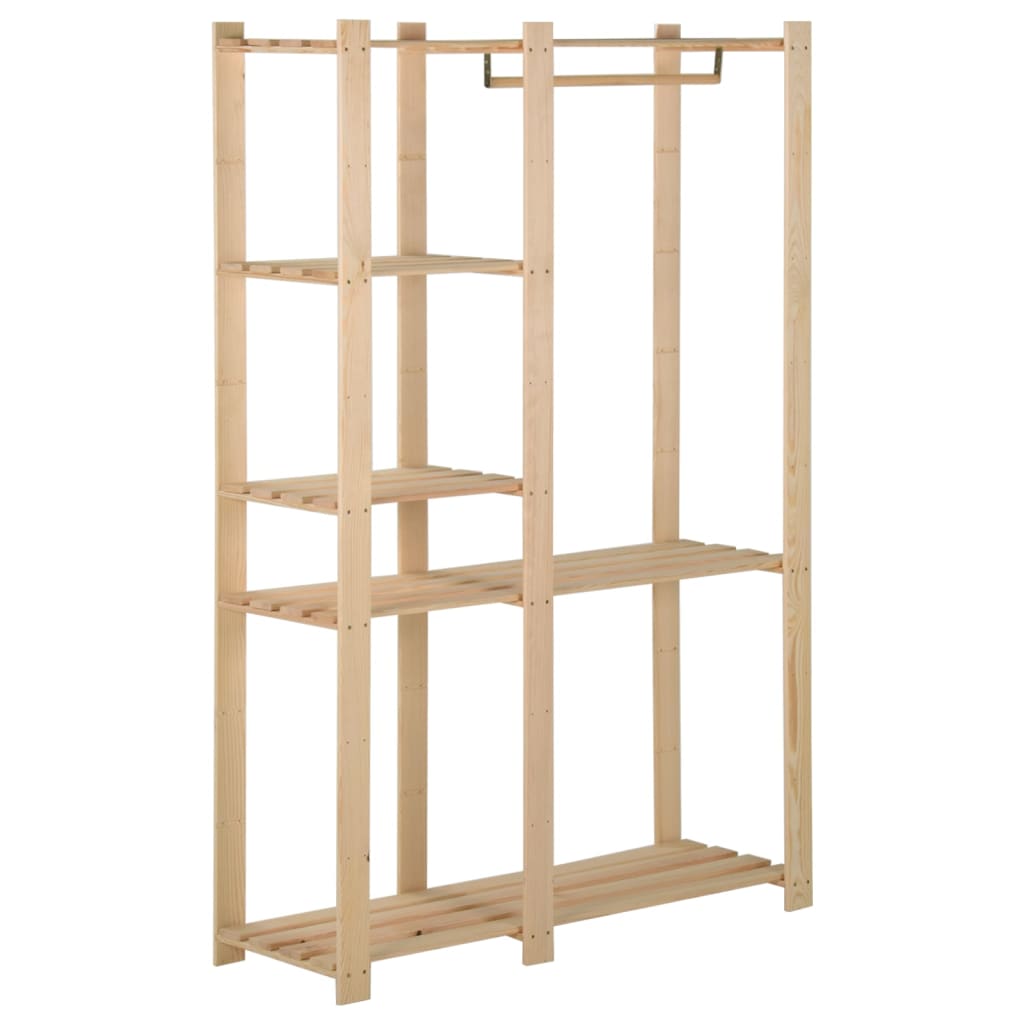 vidaXL Perchero de ropa de madera maciza de pino 110x38x170 cm