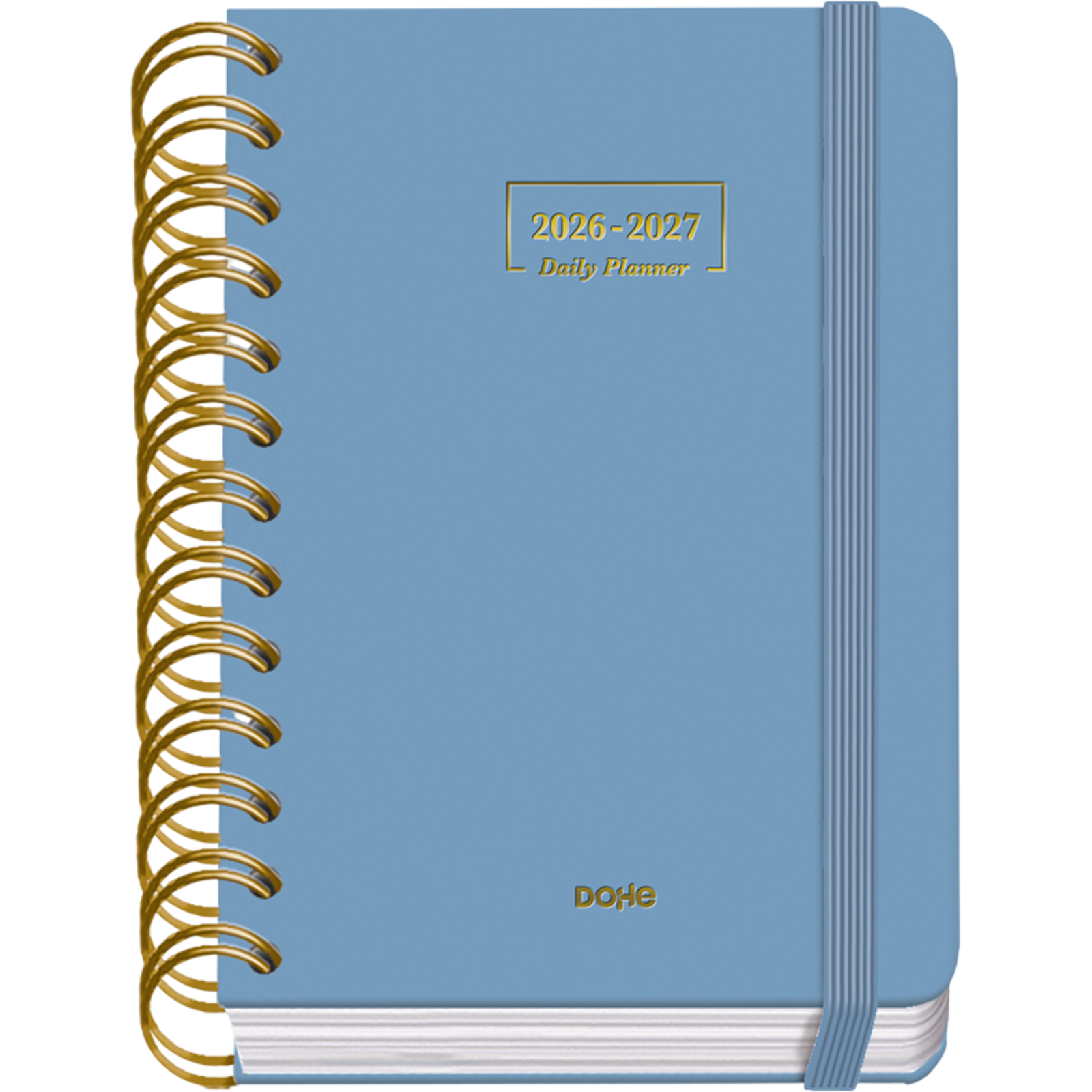 Dohe - Agenda Escolar 2026 2027 - Septiembre a Junio, Día Página, A6 (12x17 cm), Tapa Dura Suave, Espiral Doble, Cierre con Goma Elástica, 2 Páginas de Pegatinas, Español e Inglés