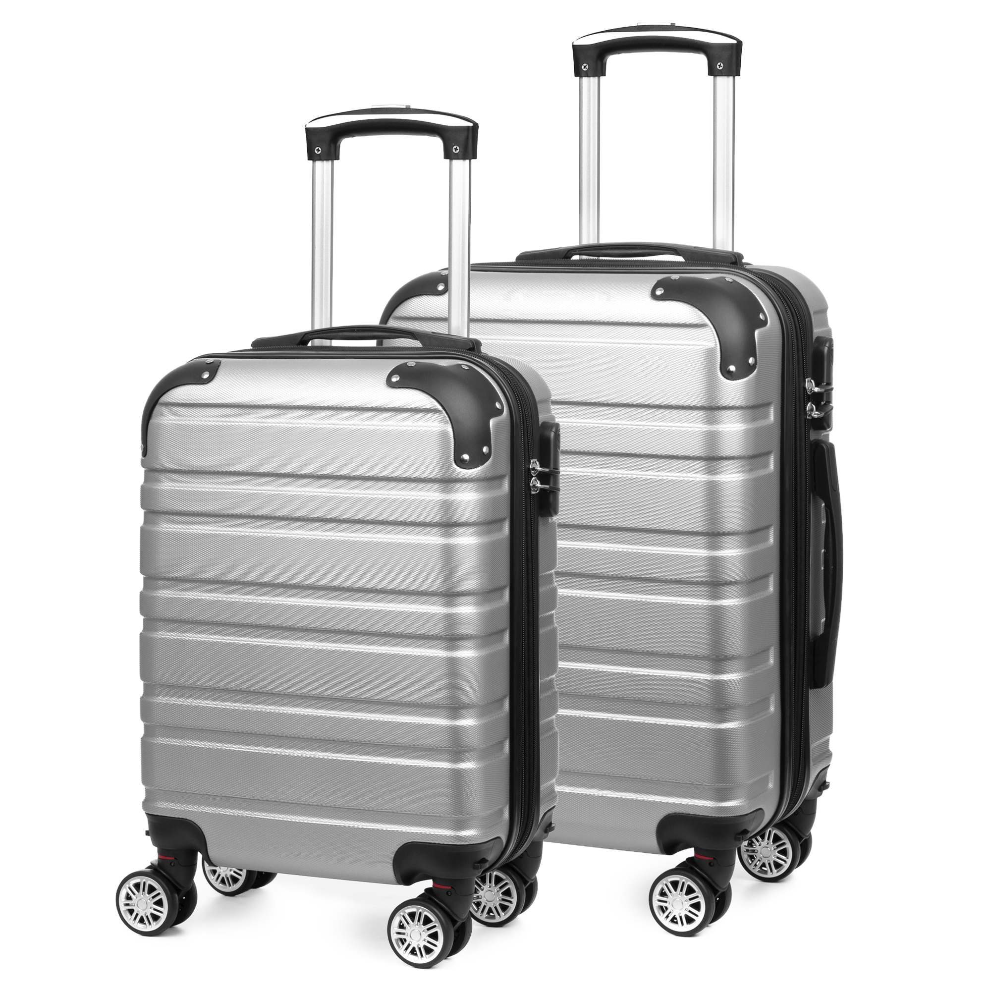 DAM Juego de 2 maletas Trolley extensibles, en material ligero ABS de alta resistencia con esquinas reforzadas. Cerradura numérica, 4 ruedas dobles giratorias 360° y extraíbles. 38x25x56 Cm.