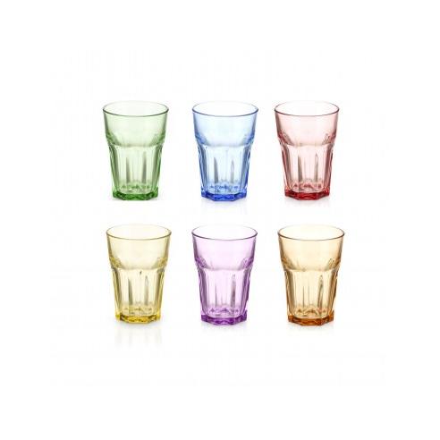 STARLEY-SET 6 VASOS VIDRIO MULTICOLOR 300ML-360 ML