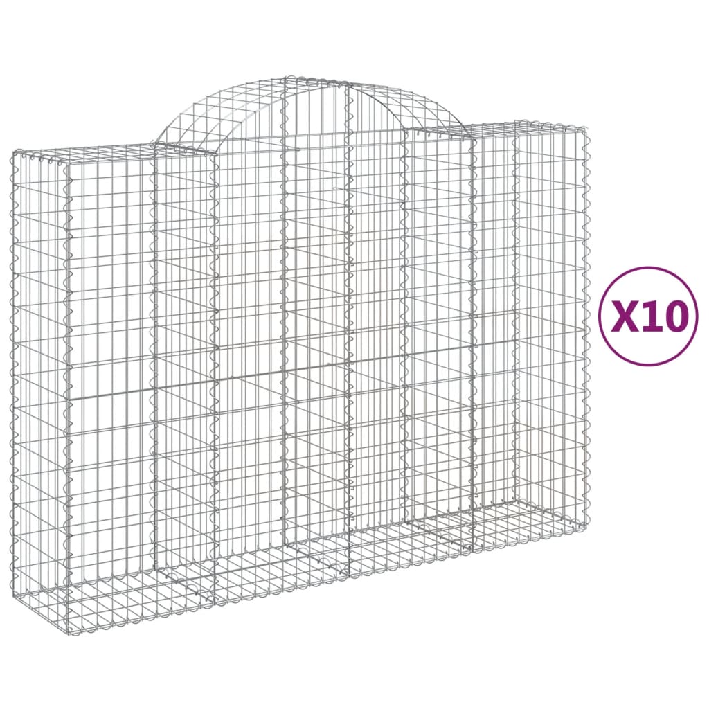 Vidaxl Cestas de Gaviones Arco Hierro 10 Uds 200 X 30 X 40/60 Cm