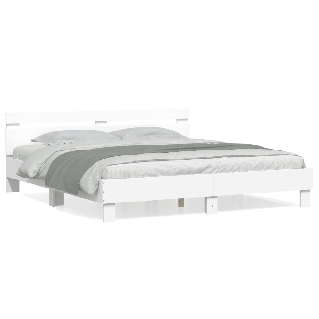 vidaXL Estructura cama con cabecero madera ingeniería blanco 200x200cm