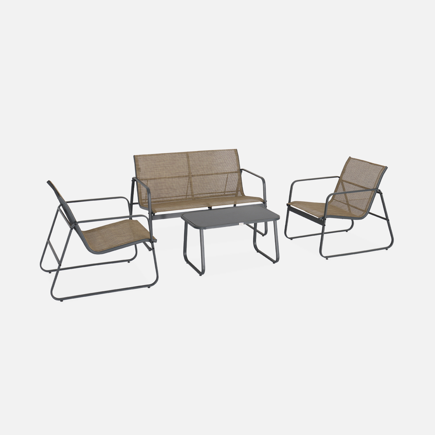 sweeek - Conjunto de jardín de metal , 4 plazas , Silvi , 77x114x76
