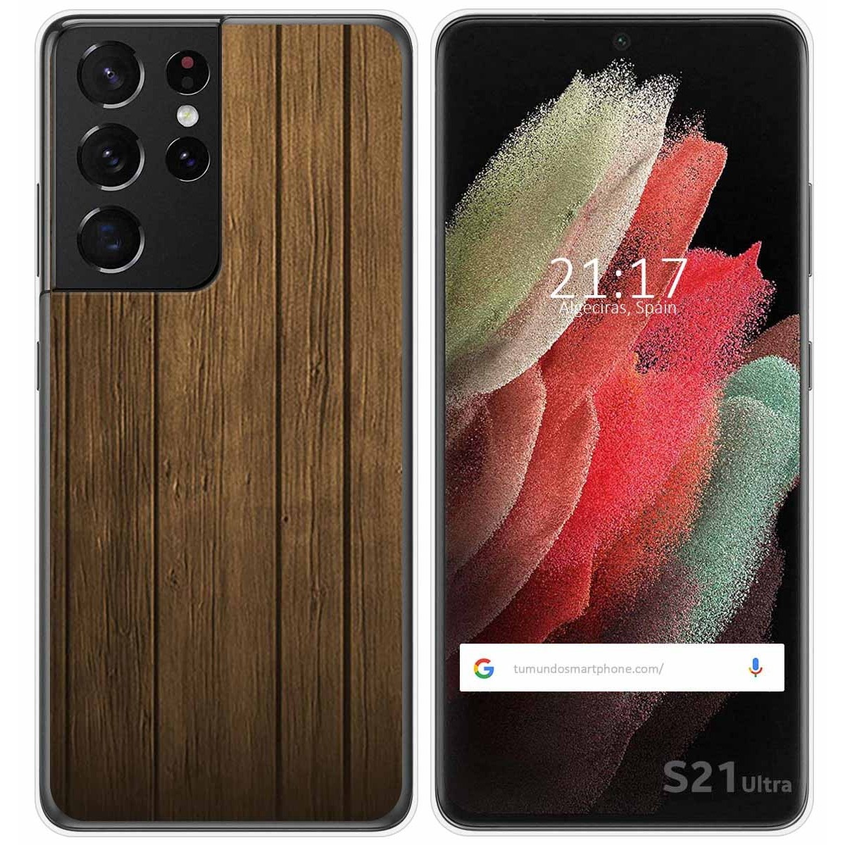 Tumundosmartphone Funda Gel Tpu para Samsung Galaxy S21 Ultra 5G diseño Madera Dibujos