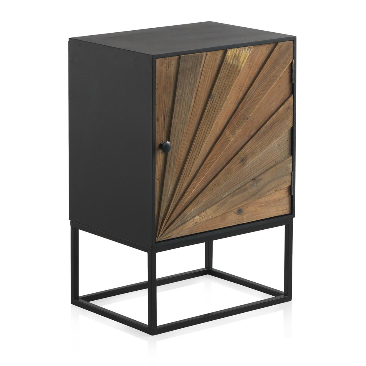 Mesita De Noche De Madera 1 Puerta Con Base De Metal El mejor complemento para tu hogar. Fijalo