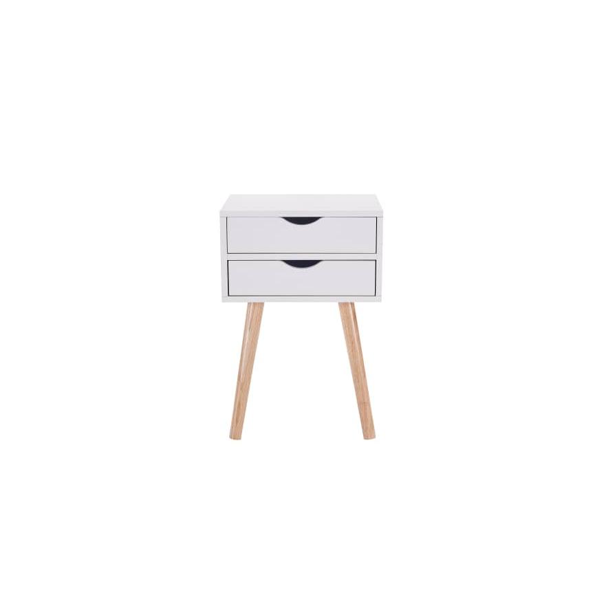 Conjunto de Dormitorio Blanco – Cabecero de 168 cm + 2 Mesitas de Noche con Patas de Madera de Haya – Estilo Nórdico Moderno en Melamina de Alta Calid