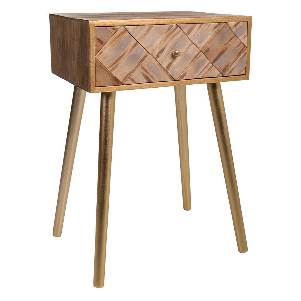 Mesita De Madera Con 1 Cajon Marrón Medidas: 34x45x67cm