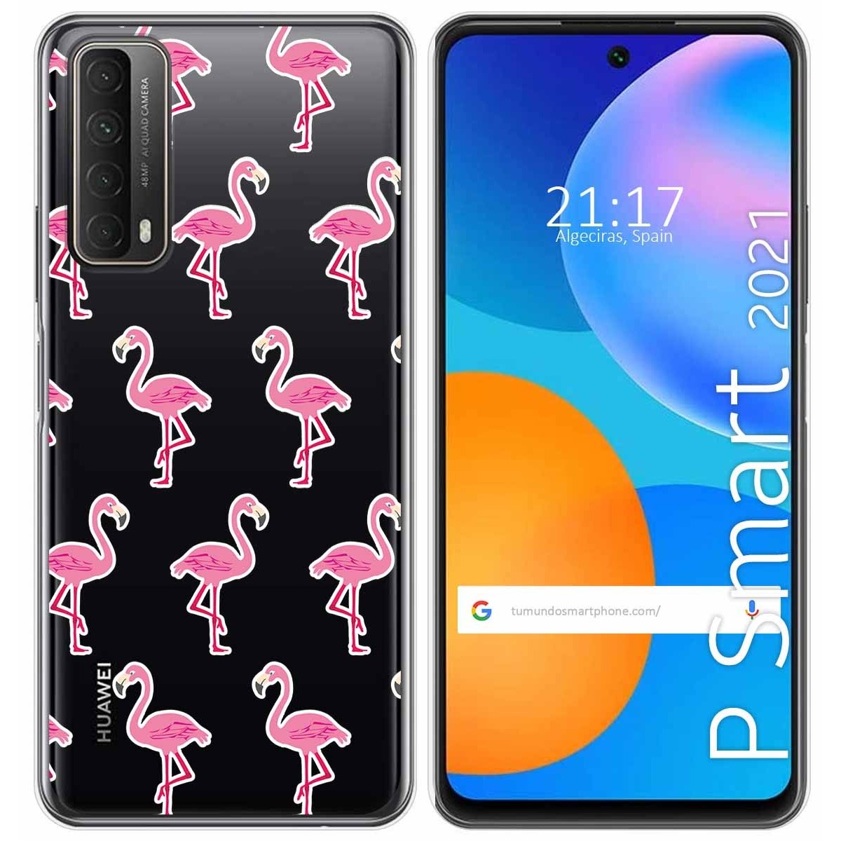 Tumundosmartphone Funda Gel Transparente para Huawei P Smart 2021 diseño Flamenco Dibujos