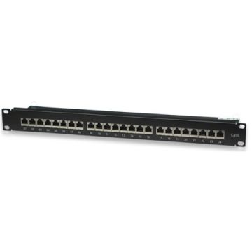 WP - Patch Panel WPC-PAN-6F-24 para gestión de cables en redes y servidores, 24 puertos STP Cat 6, 1U, diseño robusto y resistente