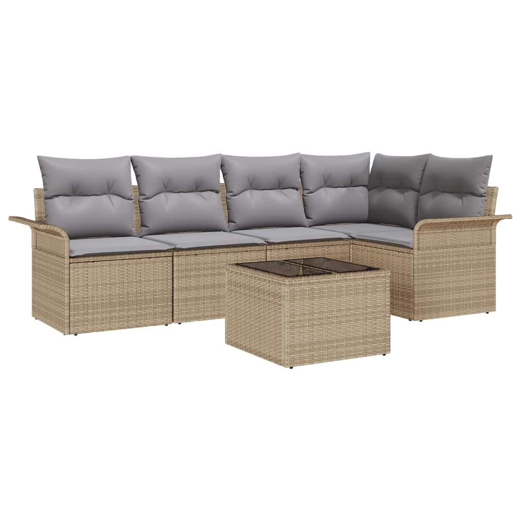 vidaXL Conjunto de sofá de jardín Manual 6 pcs Beige ratán sintético