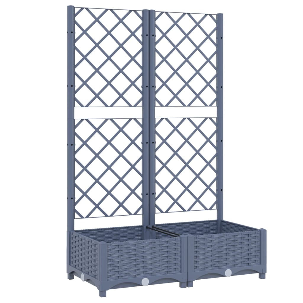 vidaXL Jardinera con enrejado PP 80x40x121,5 cm Color Gris oscuro,  Marrón,  Negro y mas