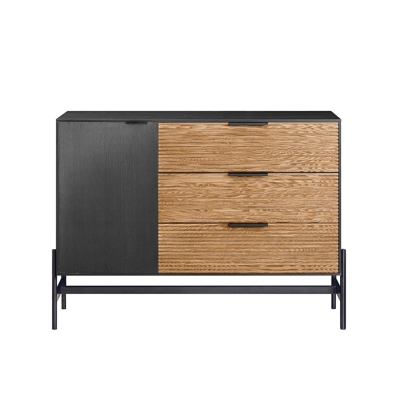 SoBuy Aparador de Cocina Recibidor Buffet para Entrada Salón Comedor con 1 Puerta y 3 Cajones 114 x 40 x 83 cm Negro HFSB02-SCH ES