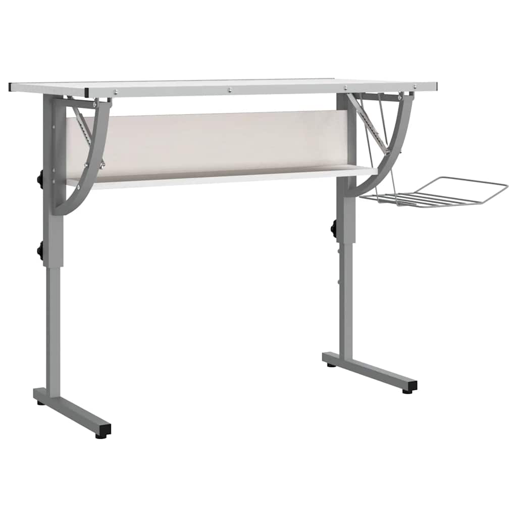 vidaXL Mesa de dibujo madera y acero y gris 110x53x(58-87) cm en color Negro/Roble Sonoma/Blanco | estructura resistente ideal para salón dormitorio o estudio