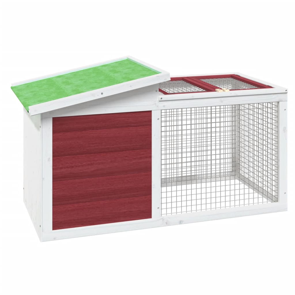 vidaXL Conejera de madera maciza de pino marrón 100,5x54x55 cm