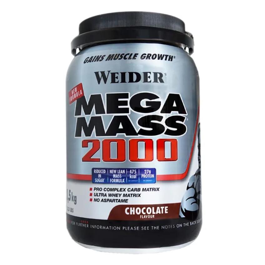Weider - Mega Mass 2000 - Gains Muscle Growth - Pro Complex Carb Matrix - 1,5 kgs - Chocolate