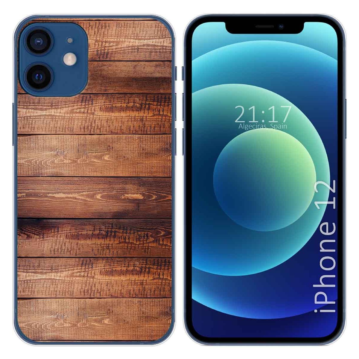 Tumundosmartphone Funda Gel Tpu para Iphone 12 / 12 Pro (6.1) diseño Madera 02 Dibujos