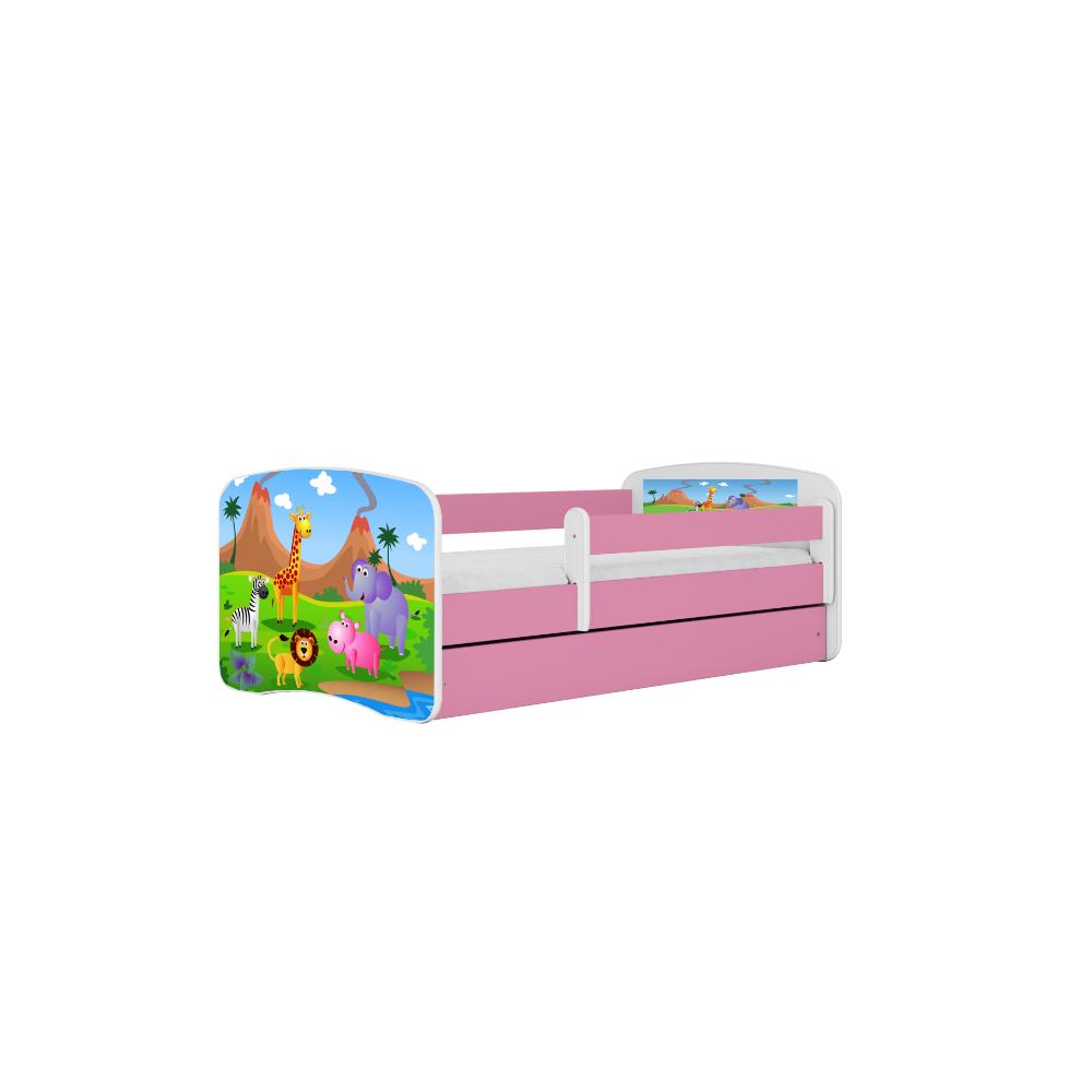 Cama 160 x 80 cm Kocot Kids com colchão BabyDreams Safari Pink