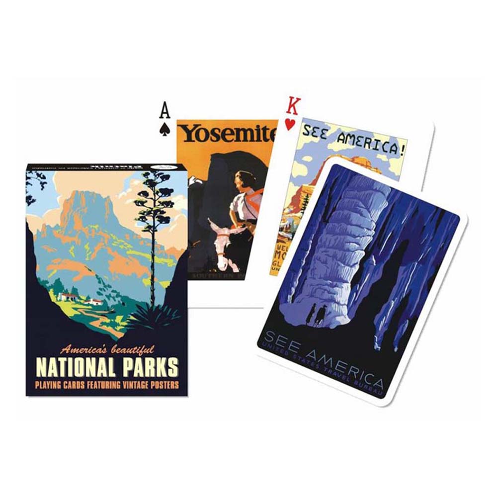 Piatnik Baraja de poker de 54 cartas Parques nacionales americanos Posters vintage Estados Unidos Senderismo Montaña Viajar Viaje Juego mesa Jugar Adultos Colección Coleccionable Poquer