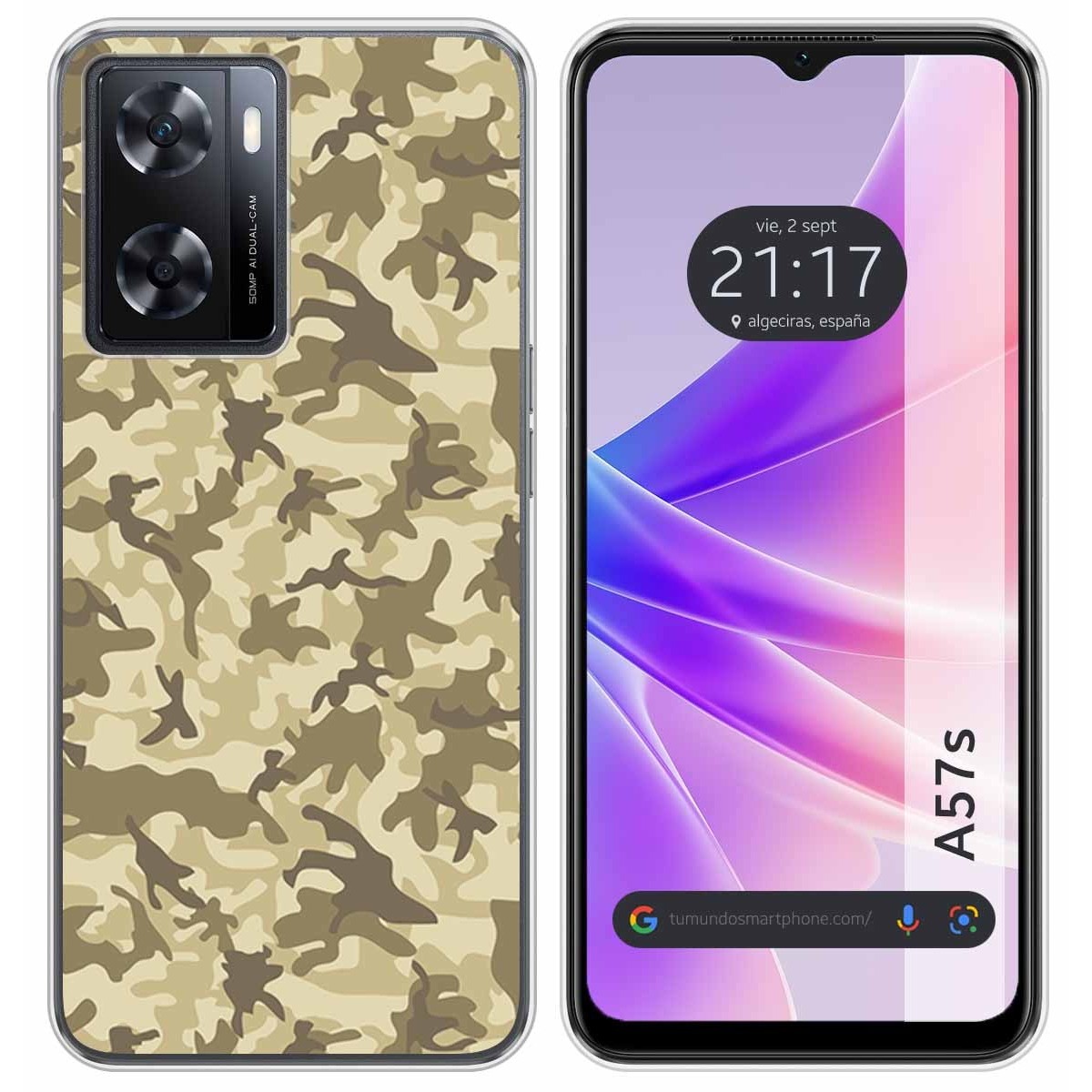 Funda Silicona para Oppo A57s diseño Sand Camuflaje Dibujos