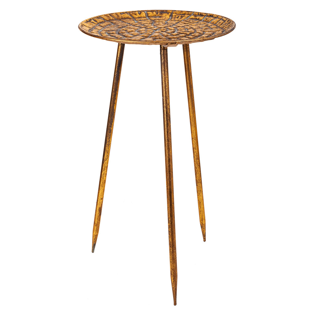 WANDERLUST DECO Mesa esquinera de metal dorada 34.5x34.5x59h cm