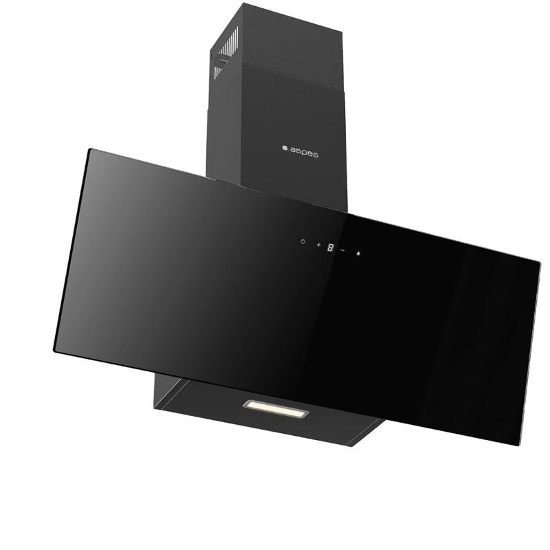 Campana Decorativa Inclinada ASPES ACPD601AIN 60cm 370m³/h Clase A++ Cristal negro  | Táctil, 59dB, Niveles Extracción 3