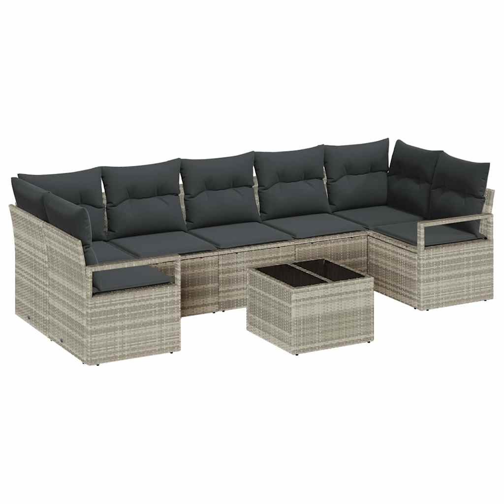 vidaXL Juego de Sofá 8 pcs Gris Claro y Gris Oscuro ratán sintético