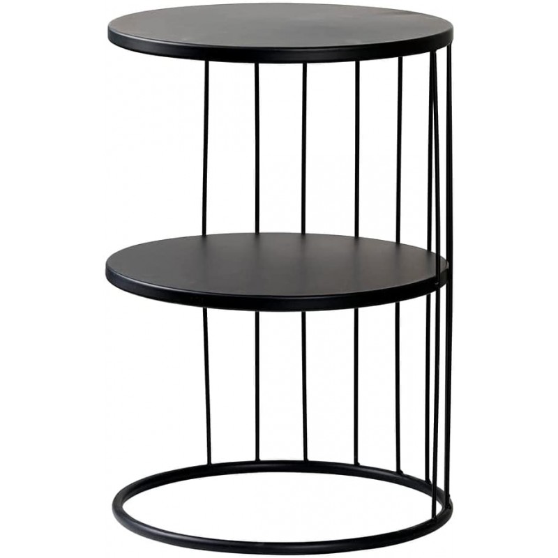 TIENDA EURASIA - Mesa Auxiliar Redonda con 2 Baldas, Combinando Elegante Diseño, Funcionalidad y Durabilidad, ø36x52 cm