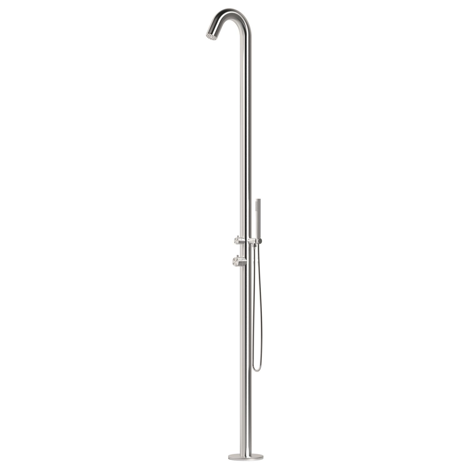 SINED Ducha exterior de Maple inoxidable AISI 316L con Ducha de mano Entrada de Agua fría y Caliente conexiones ocultas Ducha y accesorios de Maple inoxidable AISI 316L ALGHERO STAINX SHOWER