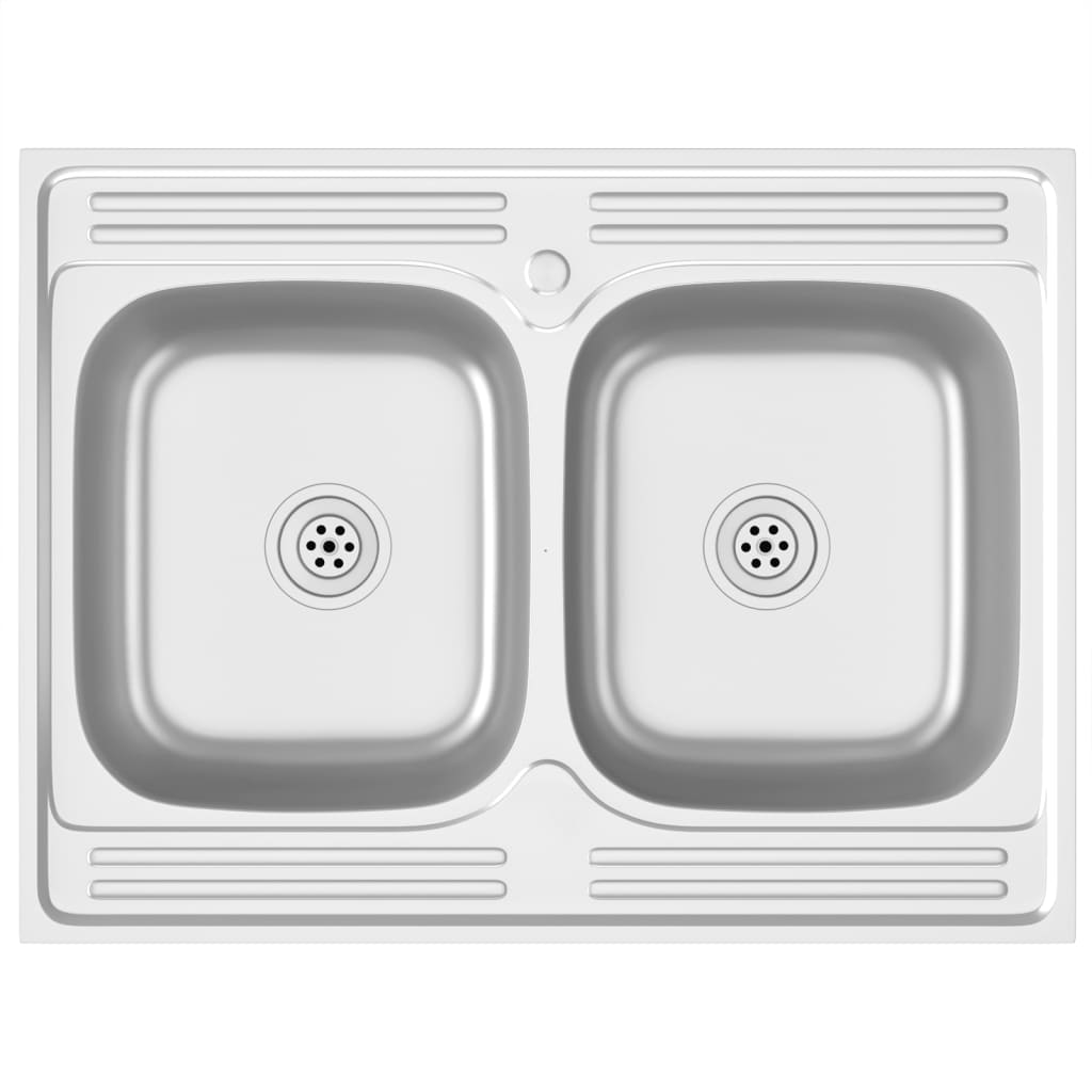 vidaXL Fregadero de Cocina 2 Senos Acero Inoxidable Lavabo Dimensiones 800 x 500 x 155 mm, 800 x 600 x 155 mm