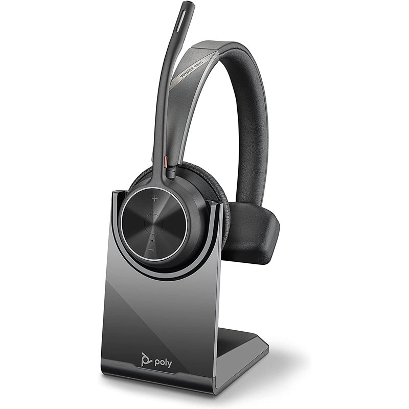 Poly Voyager 4300 UC Series 4310 Mono Auriculares supraaurales (USB-A, Bluetooth, inalámbrico, con estación de carga, con certif