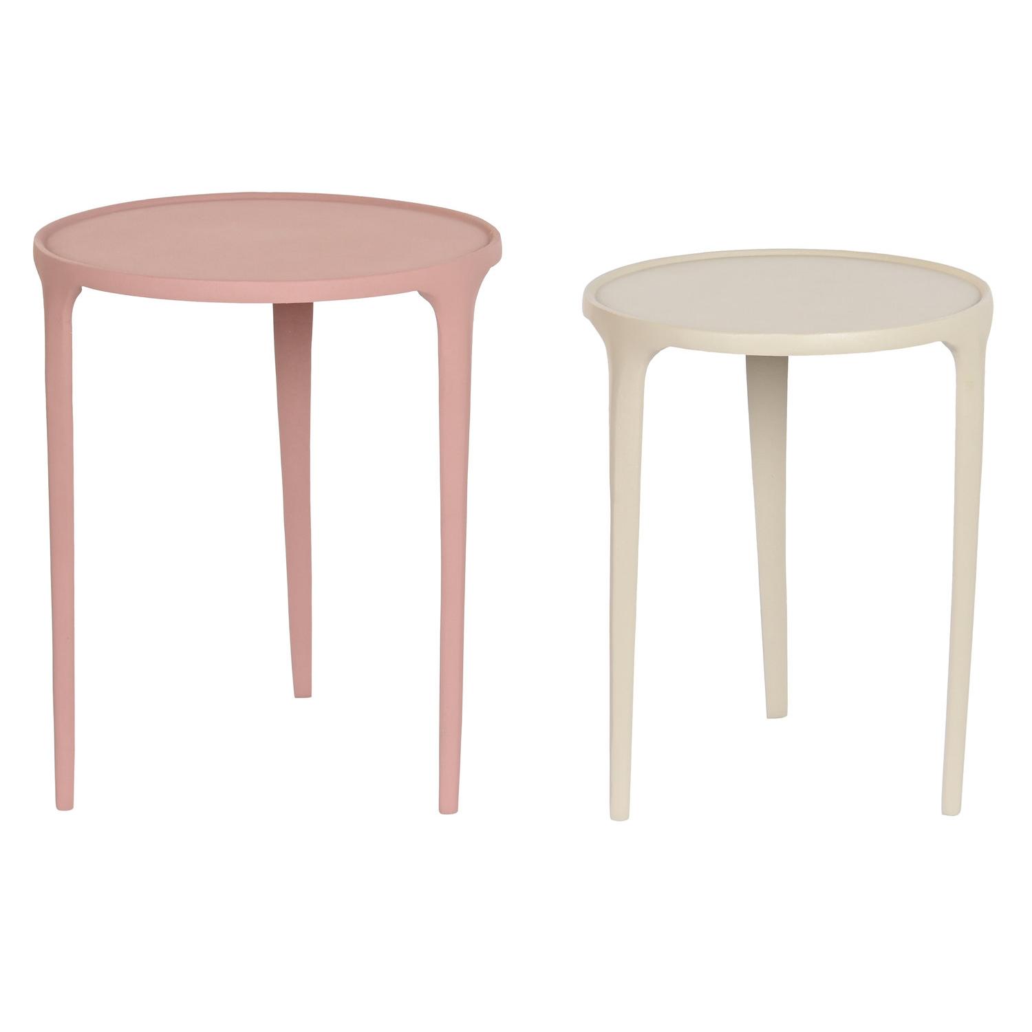 Mesita Auxiliar Set 2 Aluminio 40X40X50 Rosa - Fijalo - El mejor complemento para tu hogar.