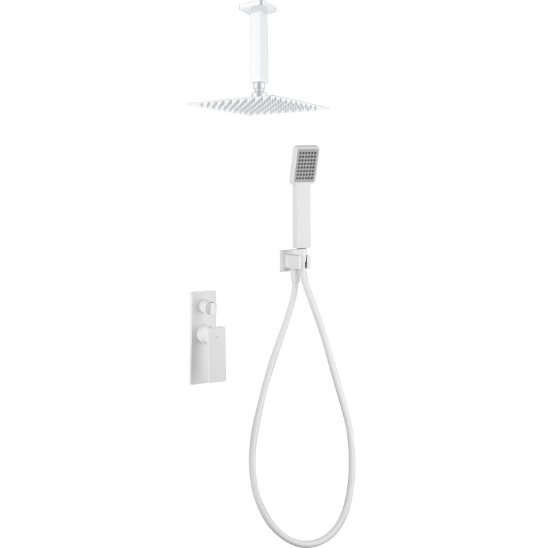 Imex Nadi GPN058/BL conjunto de ducha empotrada monomando de latón con acabado blanco mate