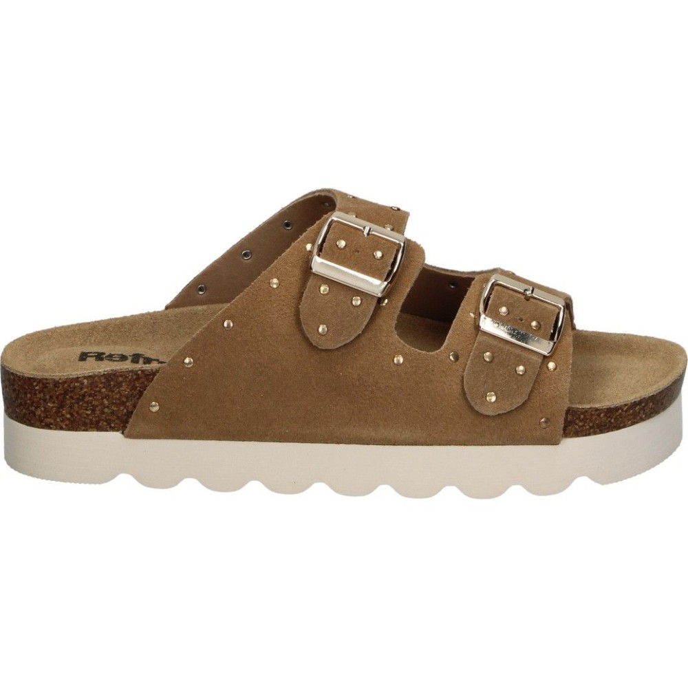 REFRESH | Sandalias con Plataforma Refresh para Mujer – Sandalia Estilosa en Color Camel – Sandalias con Tachuelas sin Cierre – Ajuste de Hebilla – Plataforma Media y Cómoda – Moda – Modelo 175009