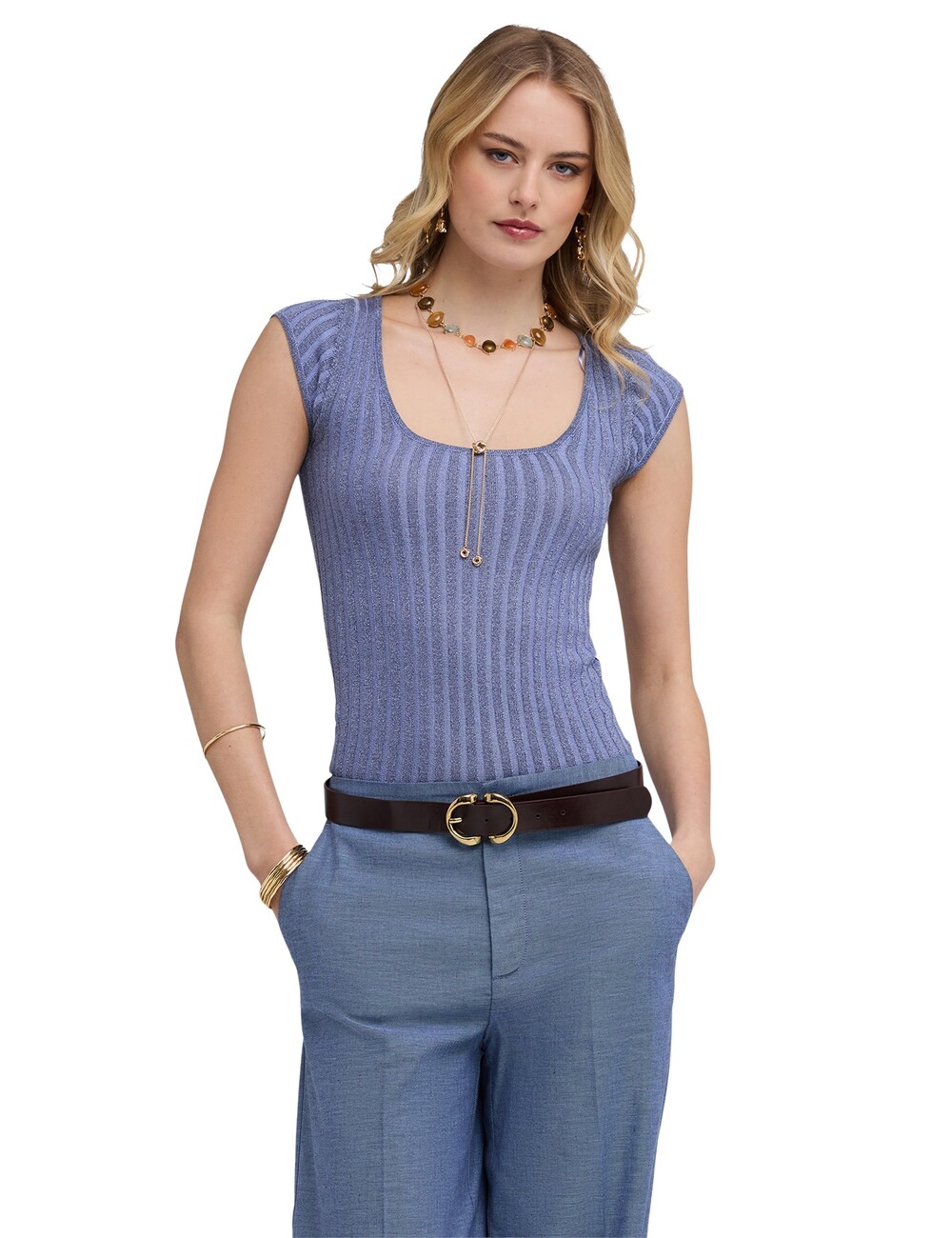 Motivi - Jersey slim de lurex acanalado
