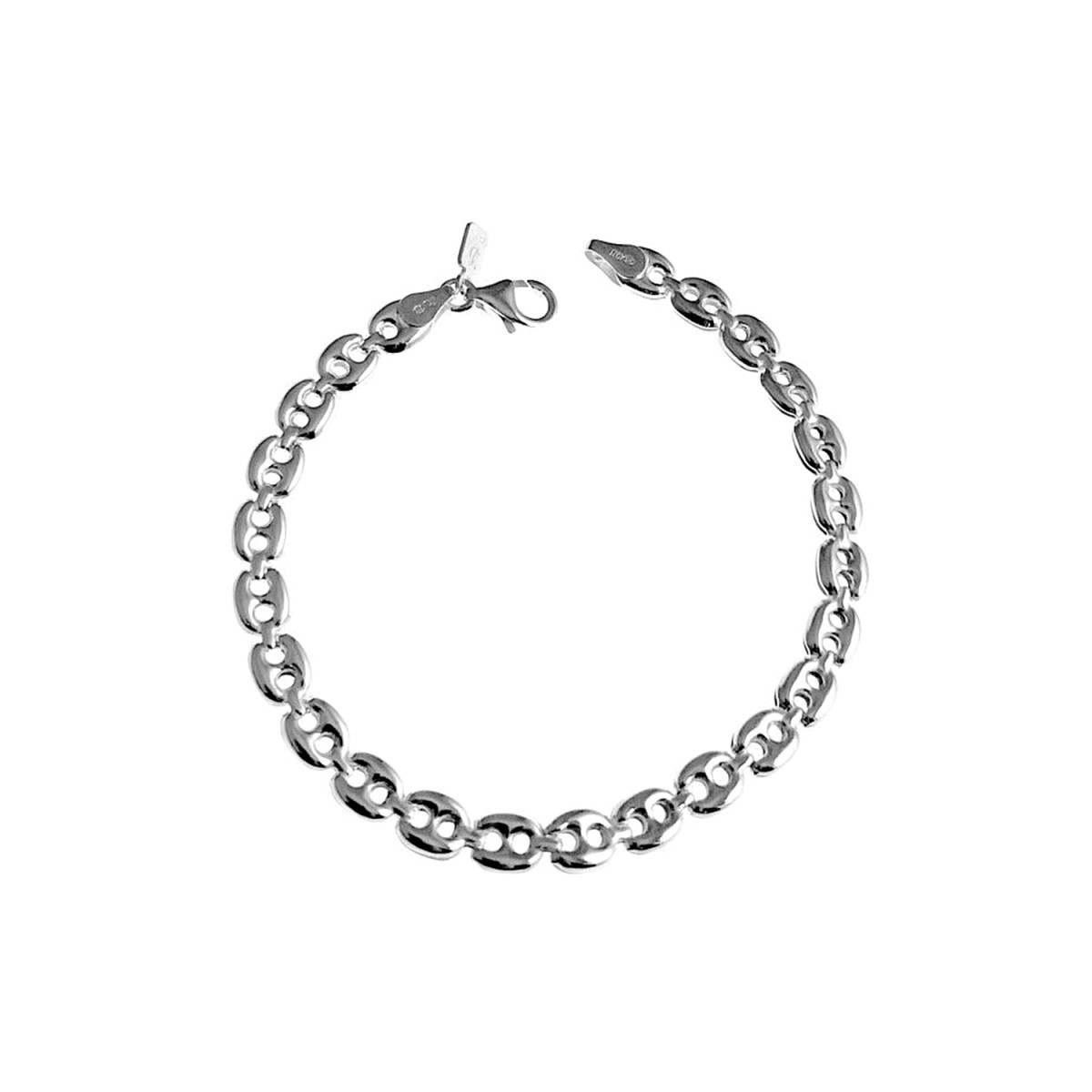 Pulsera plata Ley 925m 19cm. eslabón calabrote pequeño cierre mosquetón